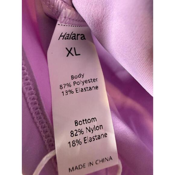 NWT Halara Purple Mesh Halter Bandeau Crop Top Ruched Front Size XL - Picture 5 of 6